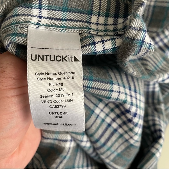 UNTUCKit Men’s Quenterra Plaid Flannel Buttom Down Shirt Medium Regular fit - Picture 5 of 6